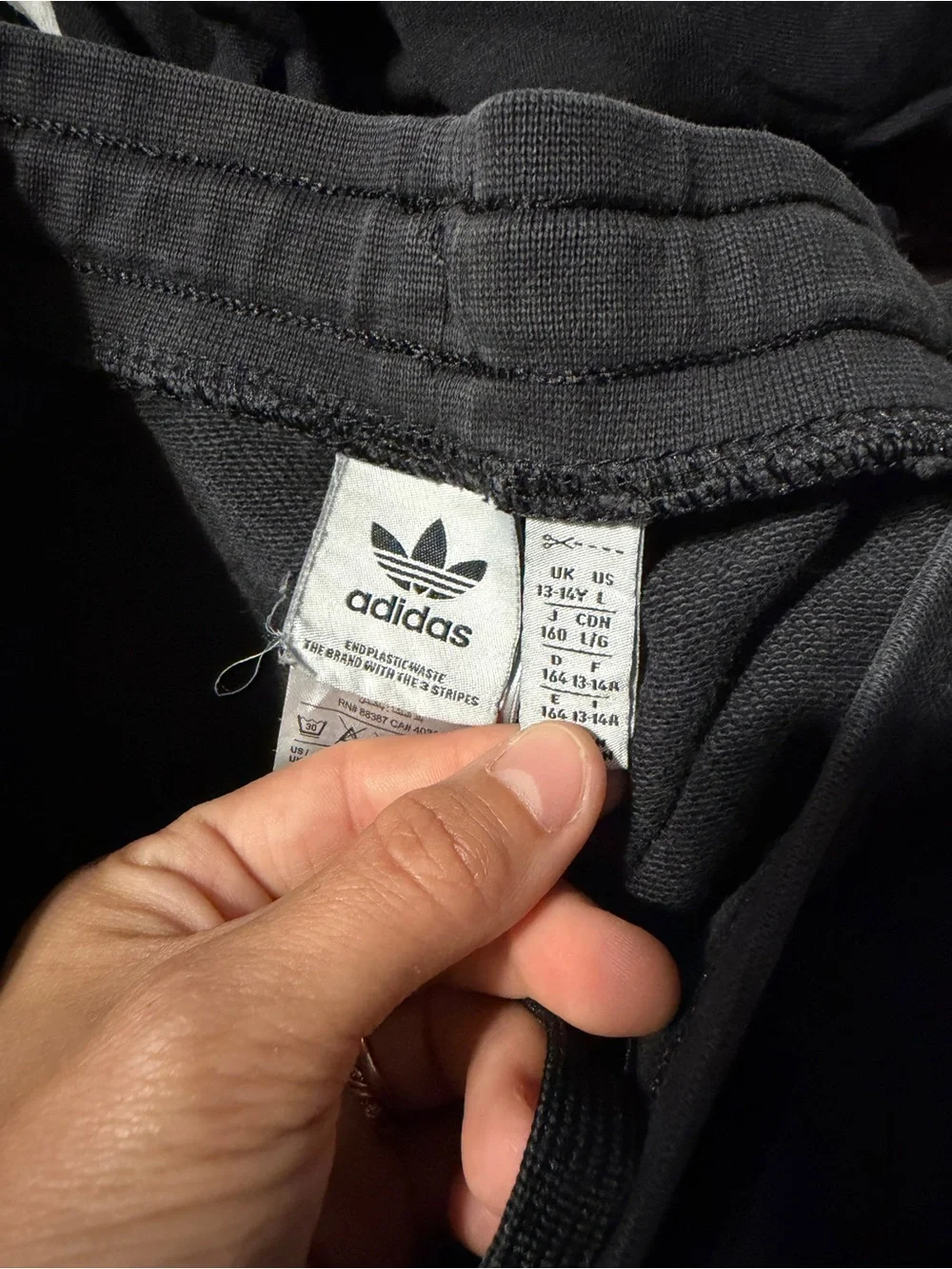 Adidas Originals Boys L 13-14 Black 3-Stripes Trefoil Sweat Shorts 164
